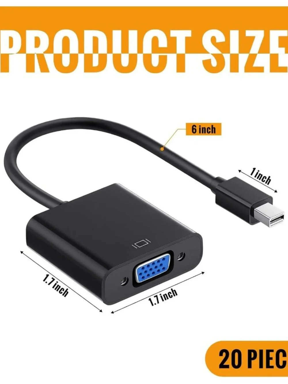 20 Pcs Mini Display Port to VGA Adapter, DP to VGA Adapter Displayport to VGA Ad